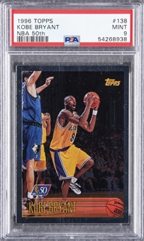 1996-97 Topps NBA 50th #138 Kobe Bryant Rookie Card - PSA MINT 9